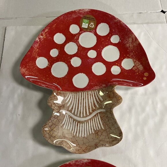 Mushroom Shaped Melamine Platter Serving Tray 16 X 14 Whimsical Boho 70s Retro 2 - Picture 5 of 10